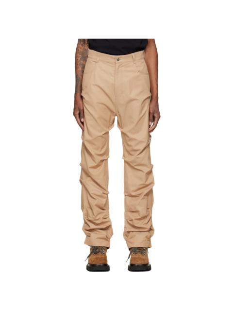 We11done Beige Tuck Detail Trousers