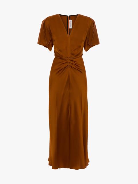 Victoria Beckham Eve Midi Dress In Bronze