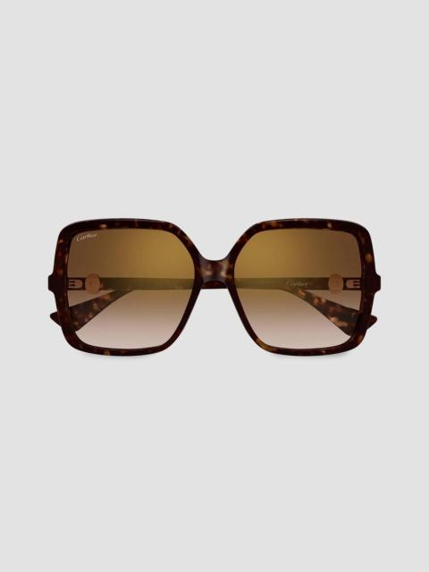 Cartier Women's Double C 58MM Square Sunglasses - Havana