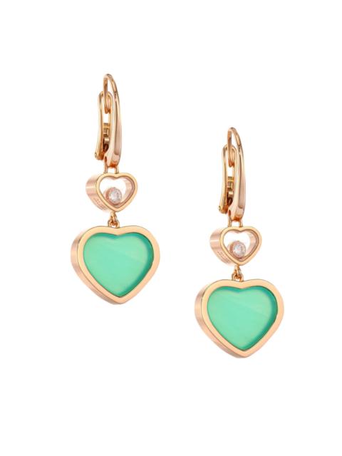Chopard Women's Happy Hearts 18K Rose Gold, Diamond & Chrysoprase Drop Earrings - Rose Gold