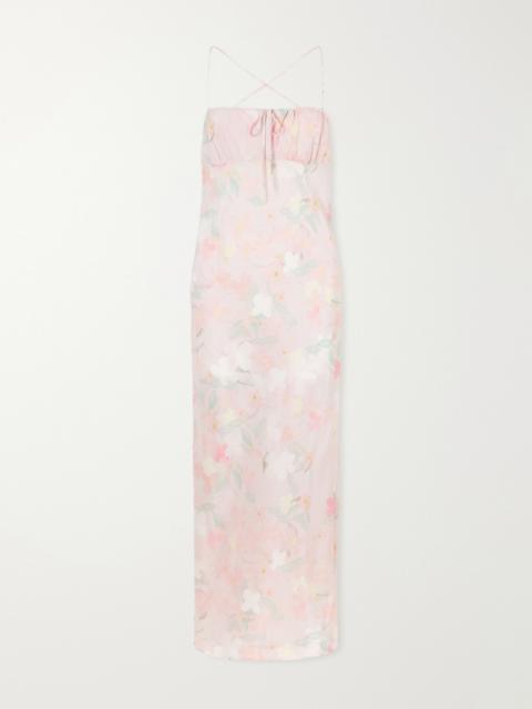 BERNADETTE Riri Floral-print Silk-satin Midi Dress