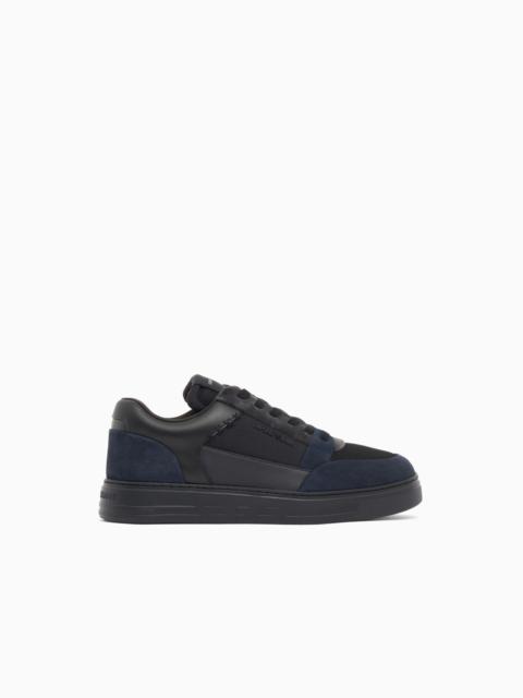 EMPORIO ARMANI SNEAKERS LOW-TOP WITH SUEDE AND MESH UPPER AND RUBBER SOLE