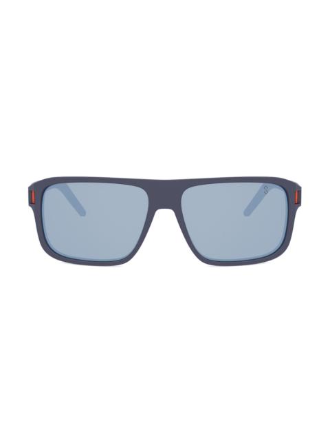 TAG Heuer Men's Drive 59MM Rectangular Sunglasses - Matte Blue And Brown Polarized