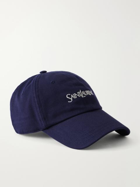 SAINT LAURENT Logo-Embroidered Cotton-Gabardine Cap