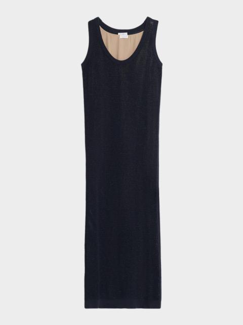 Brunello Cucinelli Metallic Textured Open Knit Ankle Tank Dress