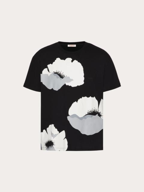 Valentino COTTON T-SHIRT WITH VALENTINO FLOWER PORTRAIT PRINT