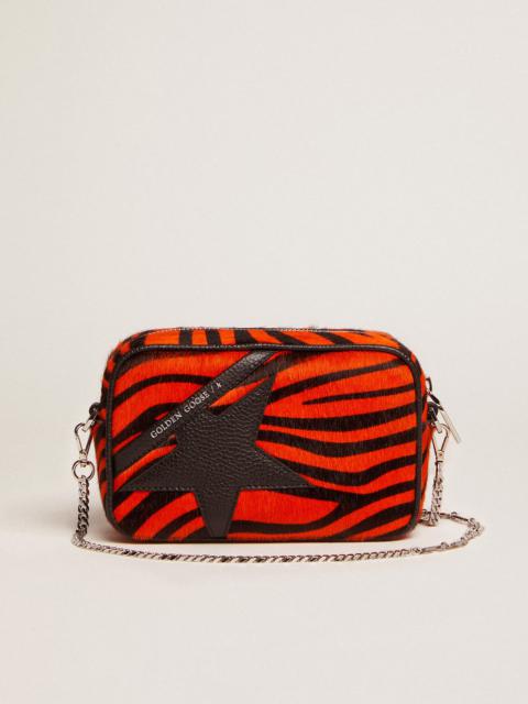Golden Goose Mini Star Bag in orange tiger-print pony skin with black leather star