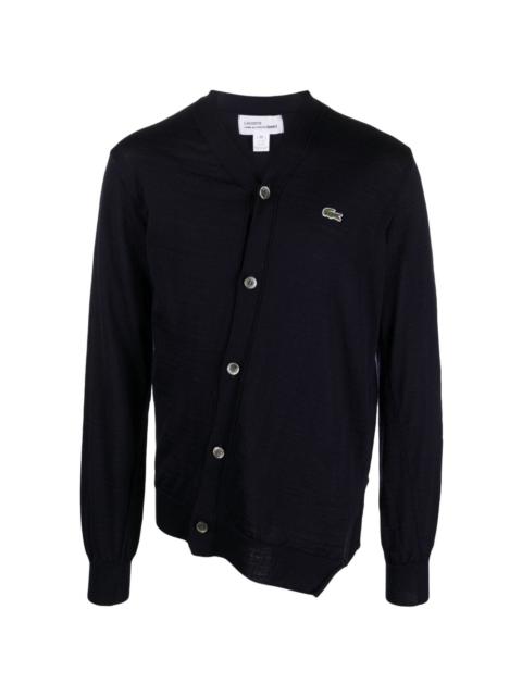 x Lacoste asymmetric wool cardigan