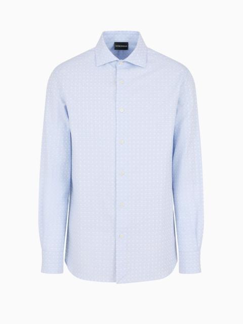 Cotton shirt with all-over jacquard logo pattern