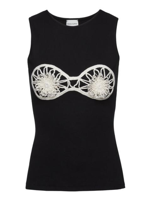 MAGDA BUTRYM Embroidered Sleeveless Cotton Top black