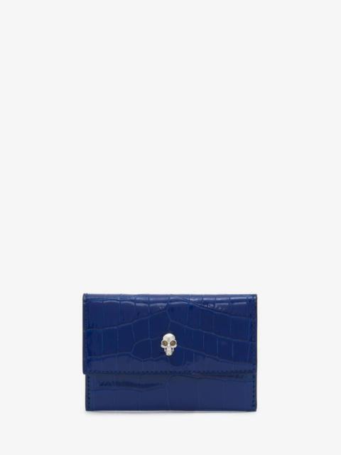 Alexander McQueen Skull Envelope Card Holder in Blue