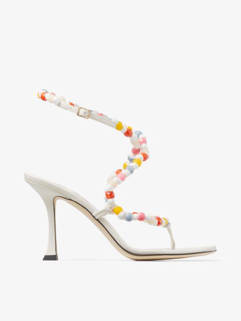 Amiral 90
Latte Nappa Leather Sandals with Beaded Raffia