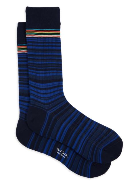 Paul Smith Men's 2-Pack Maury Signature Shadow Stripe Socks - Navy Black