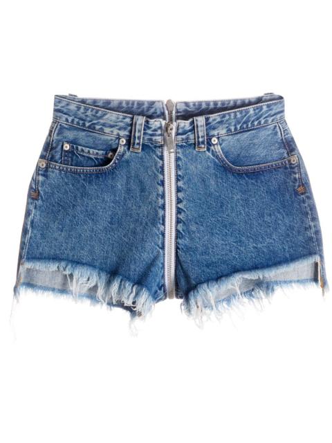 Unravel front-to-back raw denim shorts