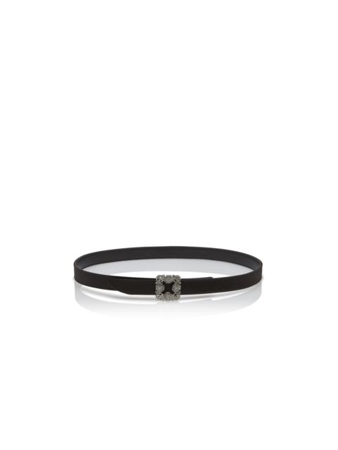 Manolo Blahnik Black Satin Crystal Buckled Belt