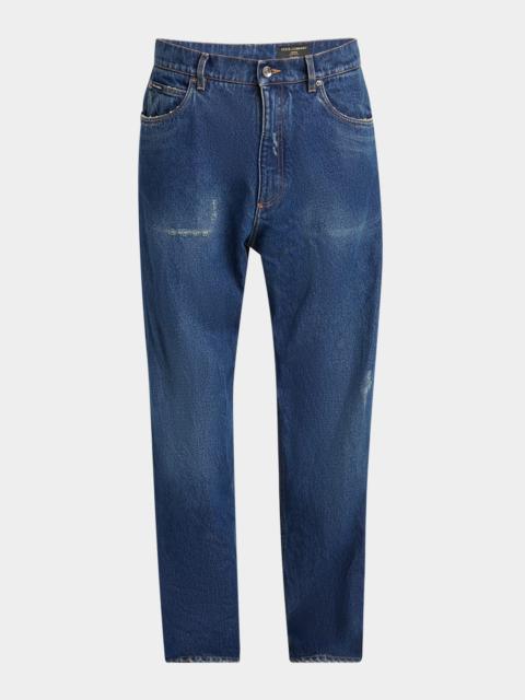 Dolce & Gabbana Men's Relaxed-Fit Logo Plaque Jeans