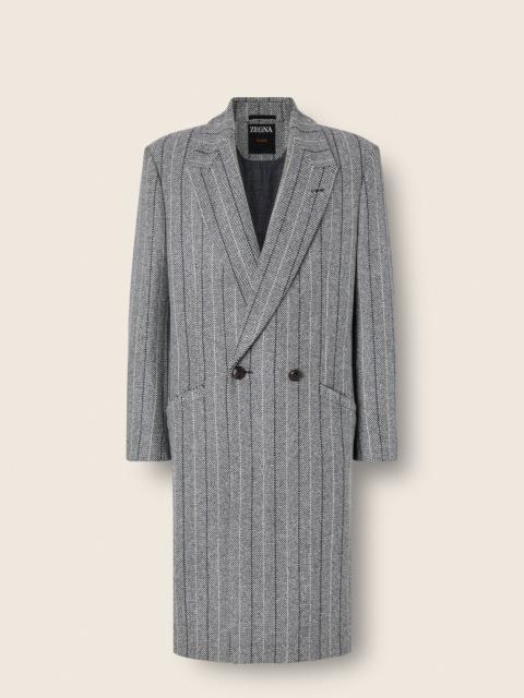 ZEGNA GREY TROFEO SELECTION WOOL OVERCOAT