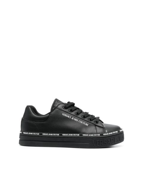 logo-print leather sneakers