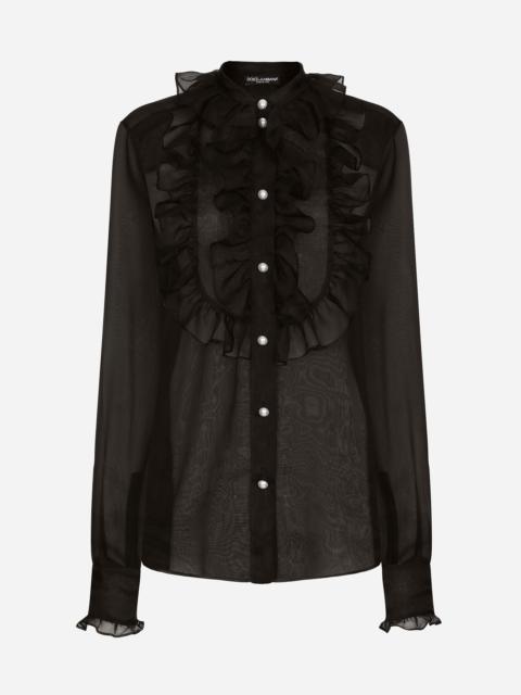 Dolce & Gabbana Organza shirt with shirt front and ruffles