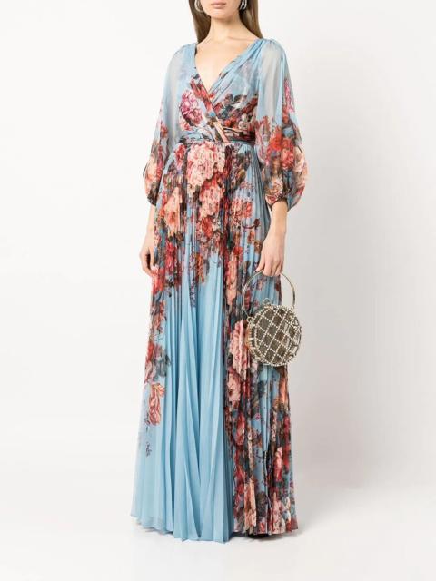 Marchesa FLORAL V NECK GOWN