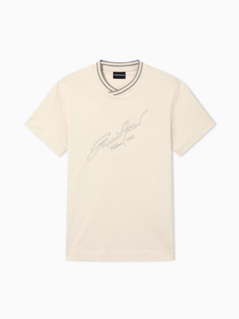 EMPORIO ARMANI SLIM-FIT, HEAVY JERSEY T-SHIRT WITH LOGO SIGNATURE EMBROIDERY
