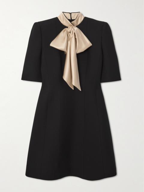 Valentino Bow-detailed Wool And Silk-blend Mini Dress