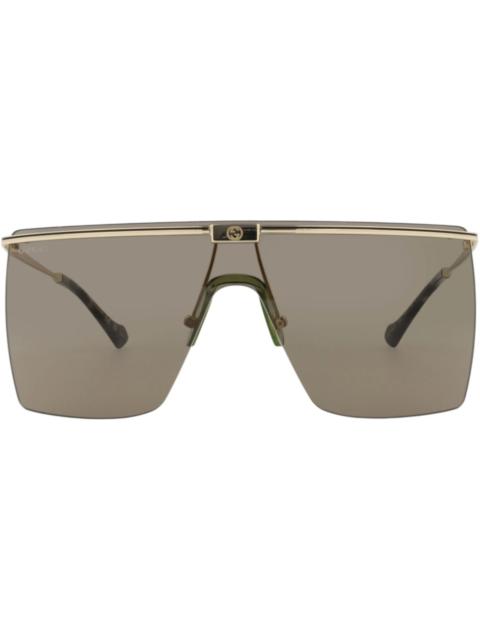 GUCCI Gucci Shield-Frame Metal Sunglasses Gold Gold Brown (GG1096S-30013075-002)