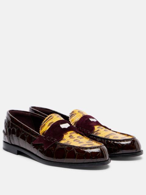 Christian Louboutin Penny croc-effect leather penny loafers