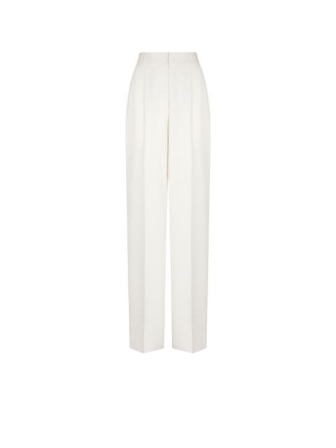 TOM FORD HEAVY SILK TWILL HIGH-WAIST TAILORED WIDE LEG PLEATED STRAIGHT PANTS