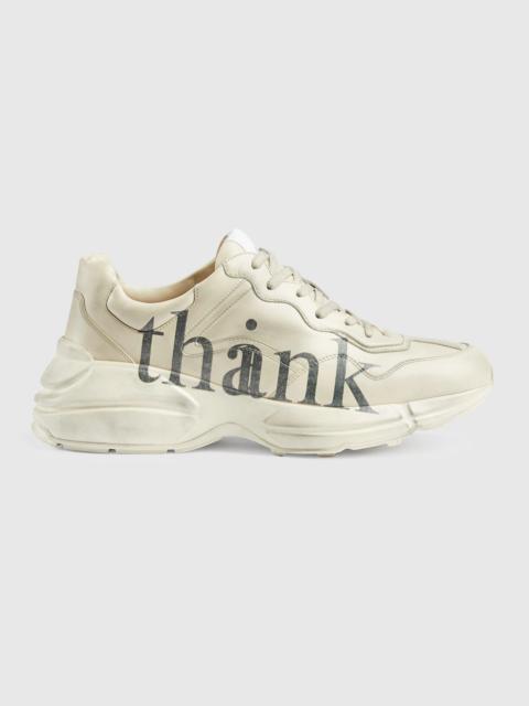 GUCCI Men's 'think/thank' print Rhyton sneaker
