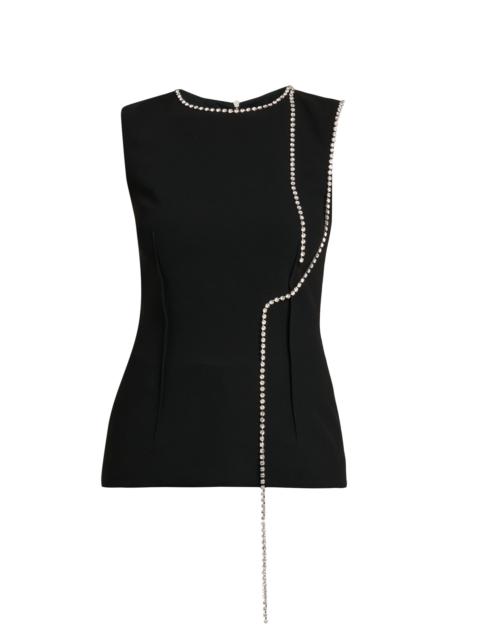 Moschino Women's Rhinestone Chains Stretch-Crepe Top - Black