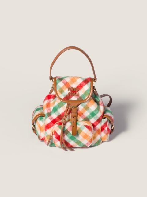 Miu Miu Plaid and leather backpack