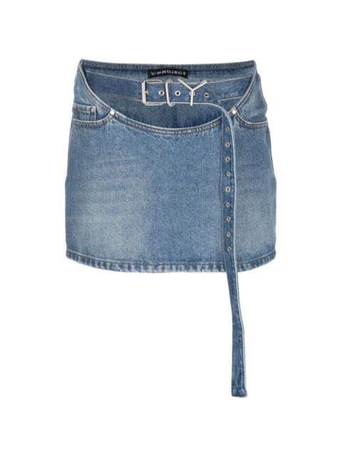 Y/Project belted denim miniskirt