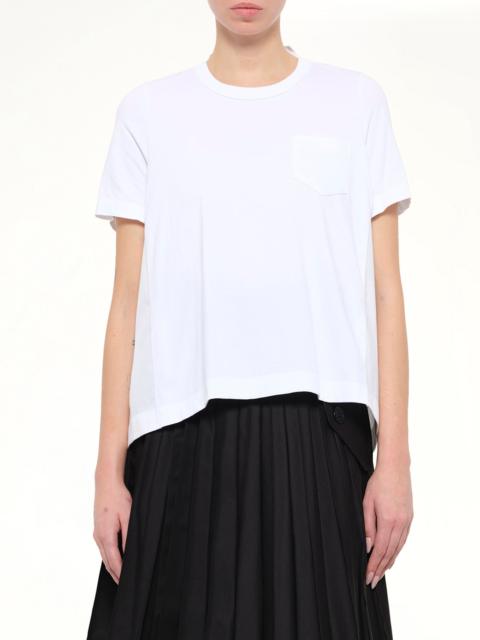 sacai Cotton Poplin x Cotton Jersey T-Shirt in White