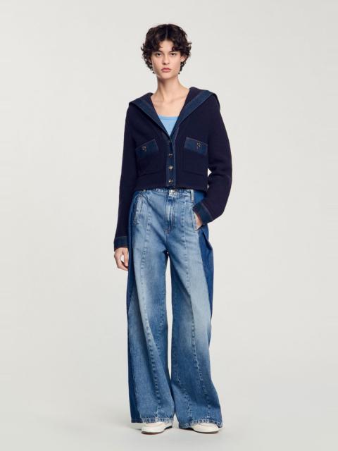 Sandro CARDIGAN WITH DENIM DETAILS
