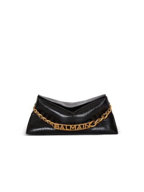 Balmain 1945 Soft clutch in crinkled calfskin leather