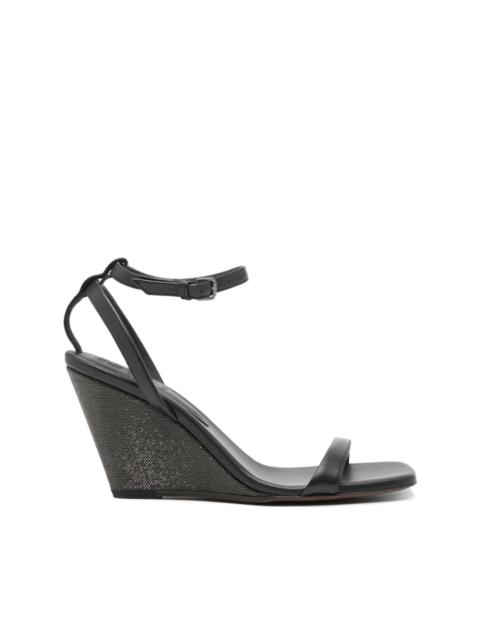 Brunello Cucinelli 90mm leather wedge sandals