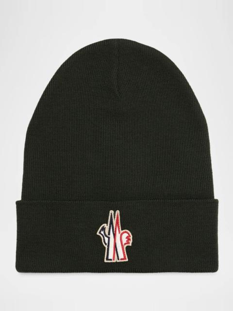 Moncler Grenoble Men's Felt Logo Wool Knit Beanie Hat