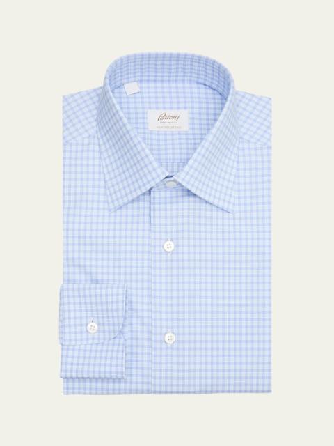 Brioni Men's Ventiquattro Cotton Micro-Plaid Dress Shirt