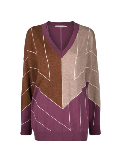 geometric-jacquard knit jumper