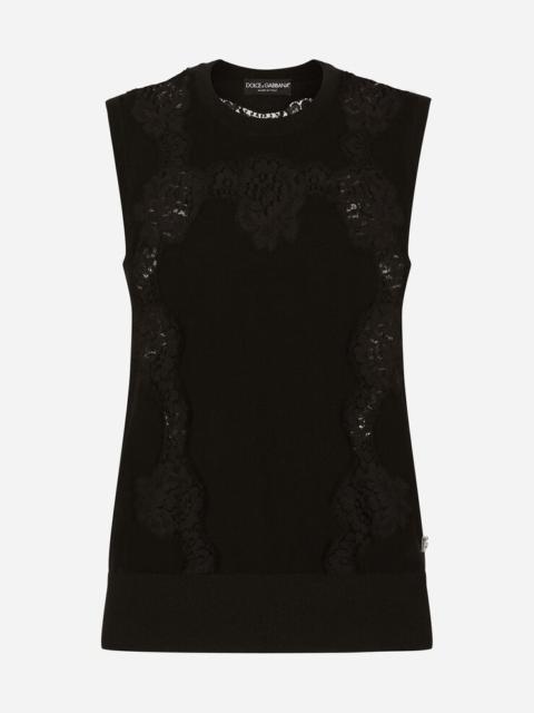 Dolce & Gabbana Cashmere and silk sweater with lace inlay