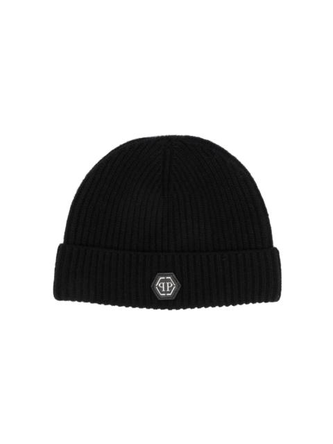 PHILIPP PLEIN logo-patch wool beanie hat