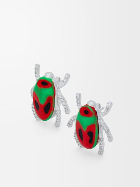 Loewe Scarabeo earrings in sterling silver, enamel and crystal