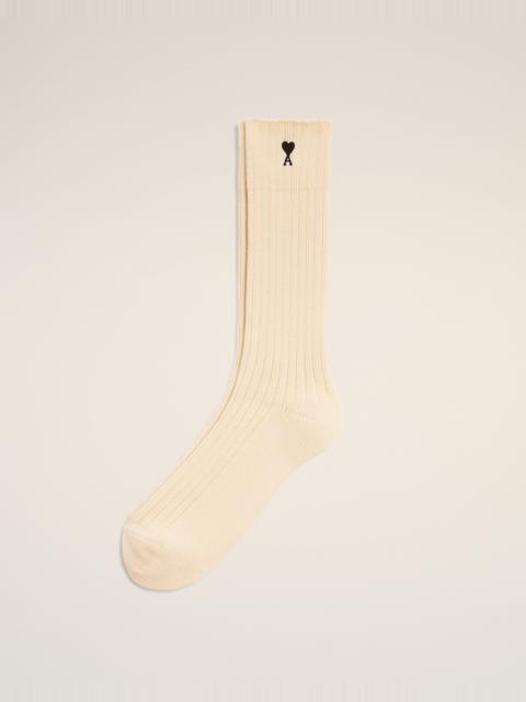 AMI Paris BEIGE COTTON SOCKS WITH AMI DE COEUR