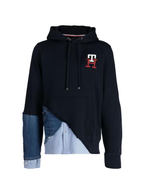 x Tommy Hilfiger logo-embroidered patchwork hoodie