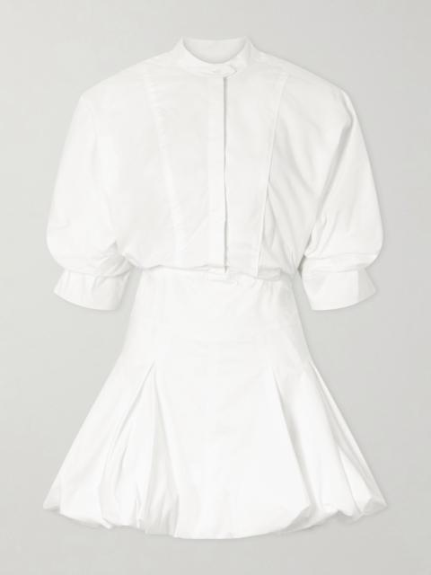 SIMKHAI Effie Bubble pleated cotton-blend poplin mini dress White