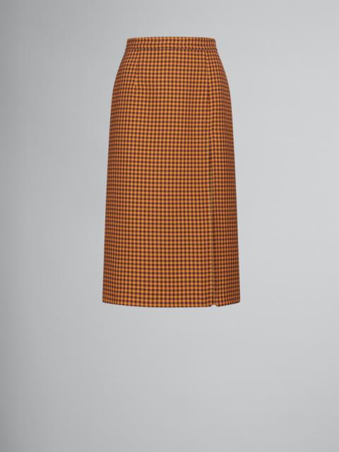 Marni ORANGE AND BURGUNDY CHECKED SKIRT