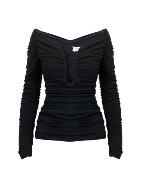 ruched U-neck top