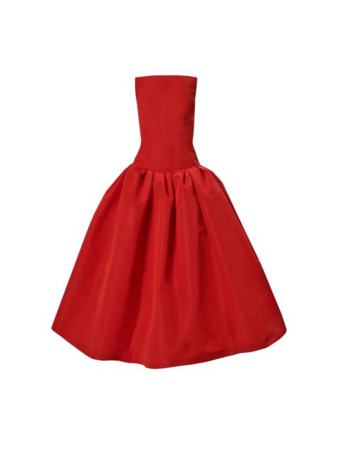 CAROLINA HERRERA Strapless Silk Faille Gown red