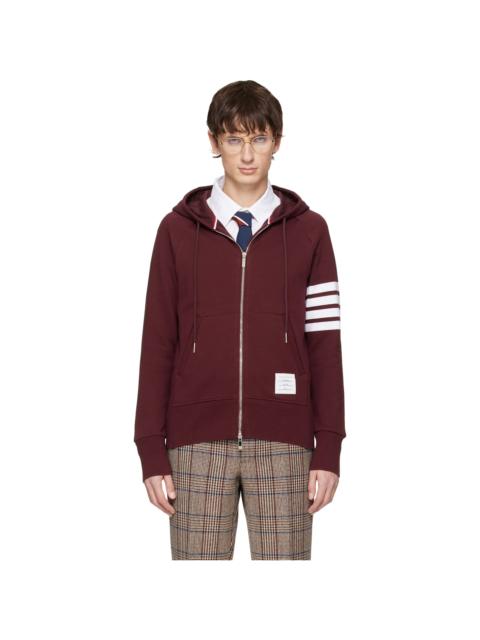 Thom Browne Burgundy Classic Loopback 4-Bar Full Zip Hoodie